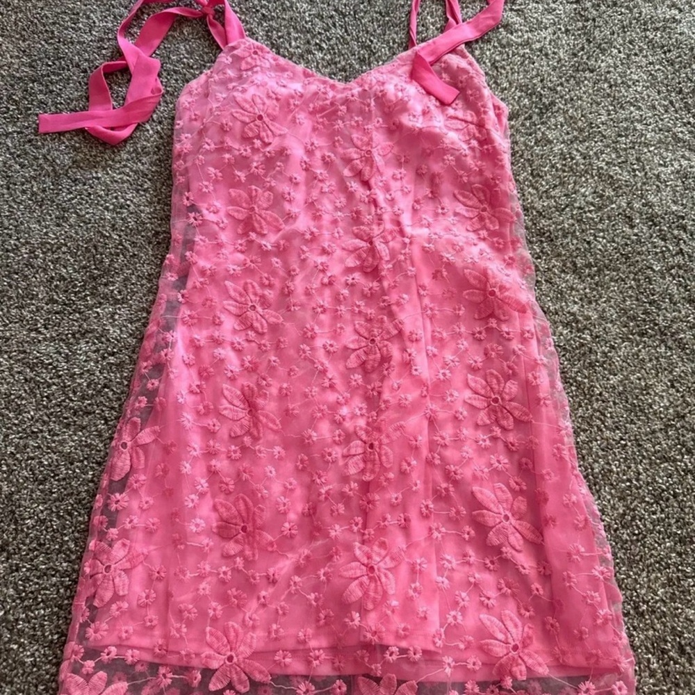 Francesca's Collections Pink Floral Mini Dress